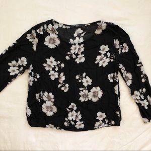 brandy melville black floral cherry blossom shirt